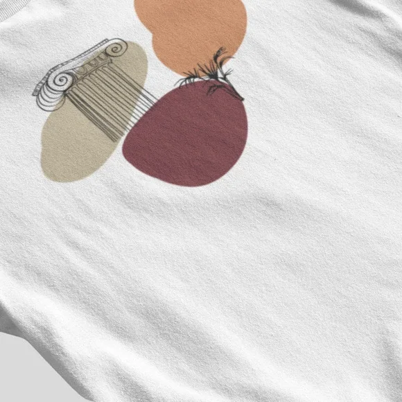 Greek Roman Column Line Art Graphic Tee - Picture 2 of 5